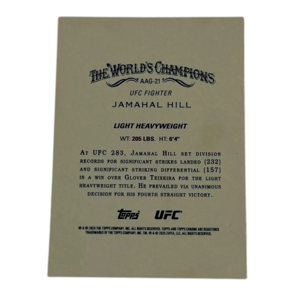 2025 Topps Chrome‎ Allen & Ginter Jamahal Hill UFC Card AAG-21 Silver Refractor